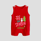 Tis The Season - Customized Christmas Themed Romper Suit For Babies - RED - 0 - 5 Months Old (Chest 18")