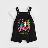 Tis The Season - Customized Christmas Themed Dungaree Set For Kids - BLACK - 0 - 5 Months Old (Chest 18")