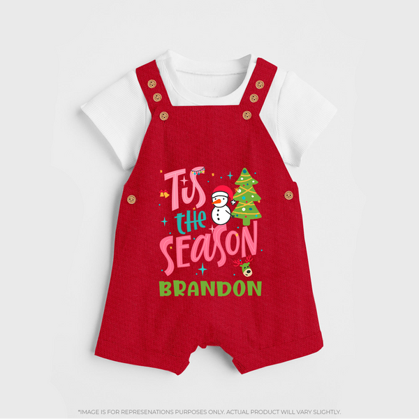 This is the Season to Be Jolly Dungaree Set | Personalized Baby Christmas Dungaree Set - RED - 0 - 5 Months Old (Chest 18")