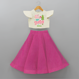 Tis The Season - Customized Christmas Themed Crop Top And Skirt For Kids - FUSCHIA - 6 - 9 Months Old (Chest 20" , Frock Waist 20")