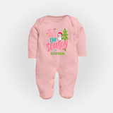 Tis The Season - Customized Christmas Themed Sleep Suit For Babies - BABY PINK - New Born (Chest 7.5")