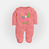 Tis The Season - Customized Christmas Themed Sleep Suit For Babies - PEACH - New Born (Chest 7.5")