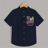 Tis The Season - Customized Christmas Themed Shirt For Kids - NAVY BLUE - 0 - 6 Months Old (Chest 23")