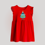 The Most Wonderful Time Of The Year - Customized Christmas Themed Baby Frock For Babies - RED - 0 - 3 Months Old (Chest 17")