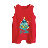 The Most Wonderful Time of the Year Romper Suit / Sleeveless Romper | Personalized Baby Christmas Outfit - RED - 0 - 5 Months Old (Chest 18")
