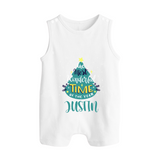 The Most Wonderful Time of the Year Romper Suit / Sleeveless Romper | Personalized Baby Christmas Outfit - WHITE - 0 - 5 Months Old (Chest 18")