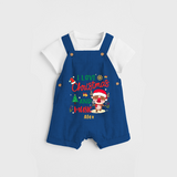 I Love Christmas And Music - Customized Christmas Themed Dungaree Set For Kids - COBALT BLUE - 0 - 5 Months Old (Chest 18")