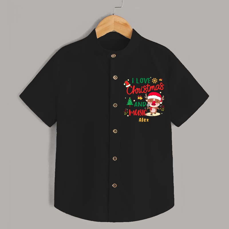 I Love Christmas And Music - Customized Christmas Themed Shirt For Kids - BLACK - 0 - 6 Months Old (Chest 23")