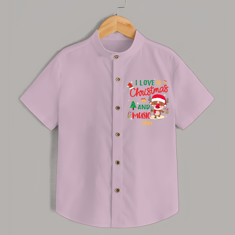 I Love Christmas And Music - Customized Christmas Themed Shirt For Kids - PINK - 0 - 6 Months Old (Chest 23")