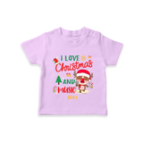 I Love Christmas And Music - Customized Christmas Themed T-Shirt For Kids - LILAC - 0-5 Months Old (Chest 17")