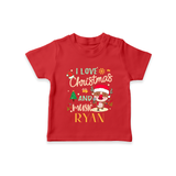I Love Christmas and Music T-Shirt | Custom Baby Holiday T-Shirt - RED - 0-5 Months Old (Chest 17")