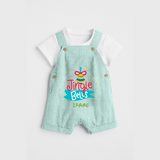 Jingle Bells - Customized Christmas Themed Dungaree Set For Kids - ARCTIC BLUE - 0 - 5 Months Old (Chest 18")