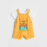 Jingle Bells - Customized Christmas Themed Dungaree Set For Kids - PASTEL YELLOW - 0 - 5 Months Old (Chest 18")