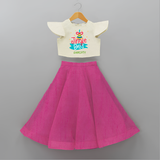 Jingle Bells - Customized Christmas Themed Crop Top And Skirt For Kids - FUSCHIA - 6 - 9 Months Old (Chest 20" , Frock Waist 20")