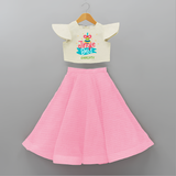 Jingle Bells - Customized Christmas Themed Crop Top And Skirt For Kids - PINK - 6 - 9 Months Old (Chest 20" , Frock Waist 20")