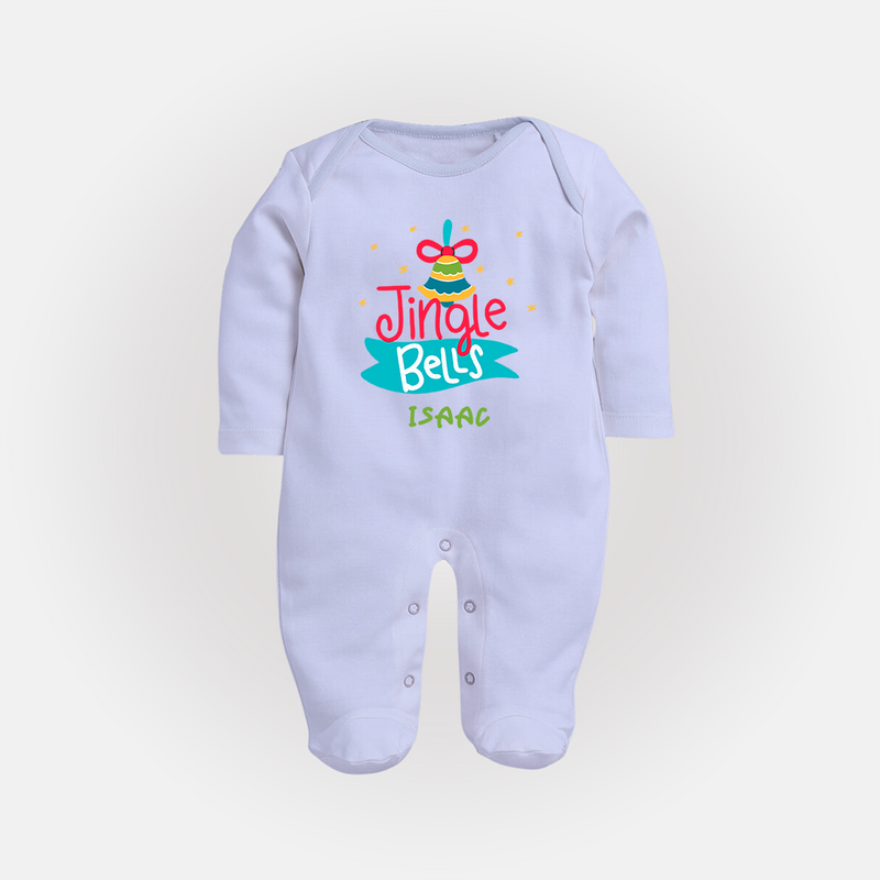 Jingle Bells - Customized Christmas Themed Sleep Suit For Babies - BABY BLUE - New Born (Chest 7.5")