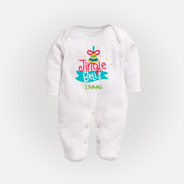 Jingle Bells - Customized Christmas Themed Sleep Suit For Babies - WHITE - New Born (Chest 7.5")