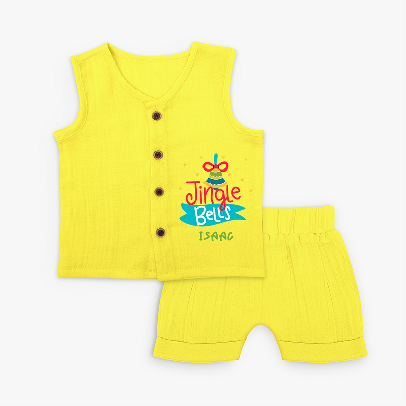 Jingle Bells - Customized Christmas Themed Jabla Set For Kids - YELLOW - 0 - 3 Months Old (Chest 9.8")