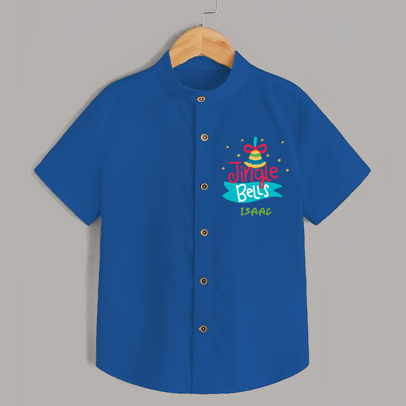 Jingle Bells - Customized Christmas Themed Shirt For Kids - COBALT BLUE - 0 - 6 Months Old (Chest 23")