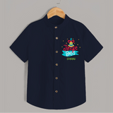 Jingle Bells - Customized Christmas Themed Shirt For Kids - NAVY BLUE - 0 - 6 Months Old (Chest 23")