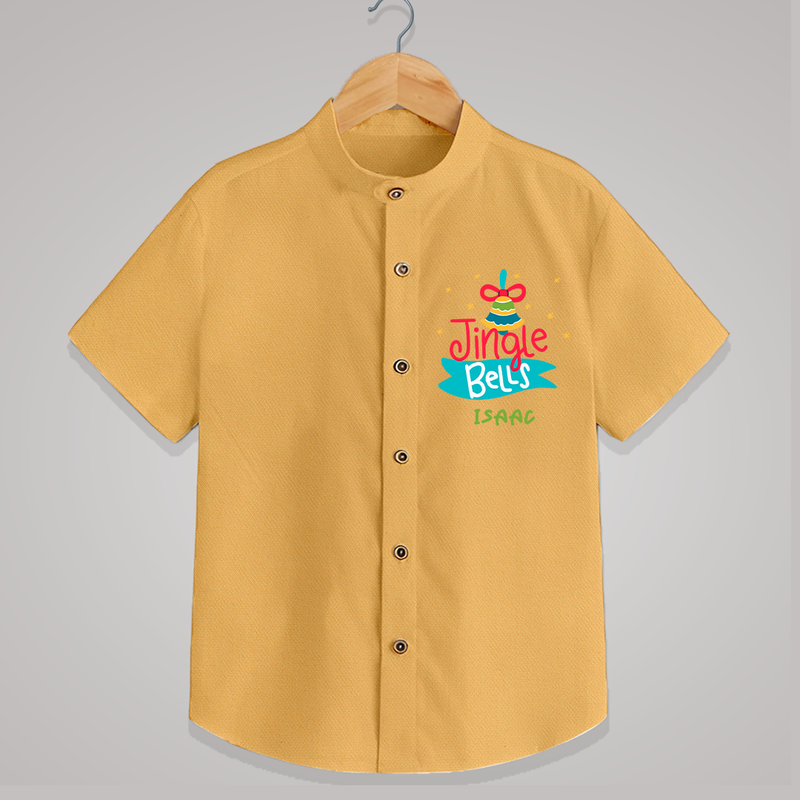 Jingle Bells - Customized Christmas Themed Shirt For Kids - PASTEL YELLOW - 0 - 6 Months Old (Chest 23")