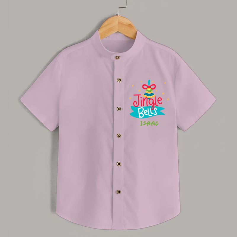 Jingle Bells - Customized Christmas Themed Shirt For Kids - PINK - 0 - 6 Months Old (Chest 23")