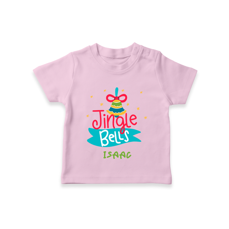 Jingle Bells - Customized Christmas Themed T-Shirt For Kids - PINK - 0-5 Months Old (Chest 17")