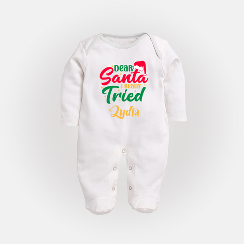 Dear Santa I Really Tried Sleep Suit | Personalized Baby Holiday Outfit