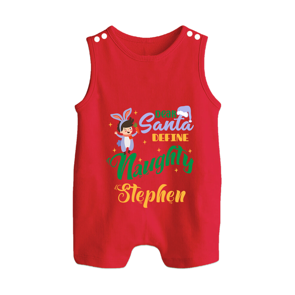 Dear Santa Define Naughty Romper Suit / Sleeveless Romper | Custom Baby Christmas Romper Suit / Sleeveless Romper - RED - 0 - 5 Months Old (Chest 18")