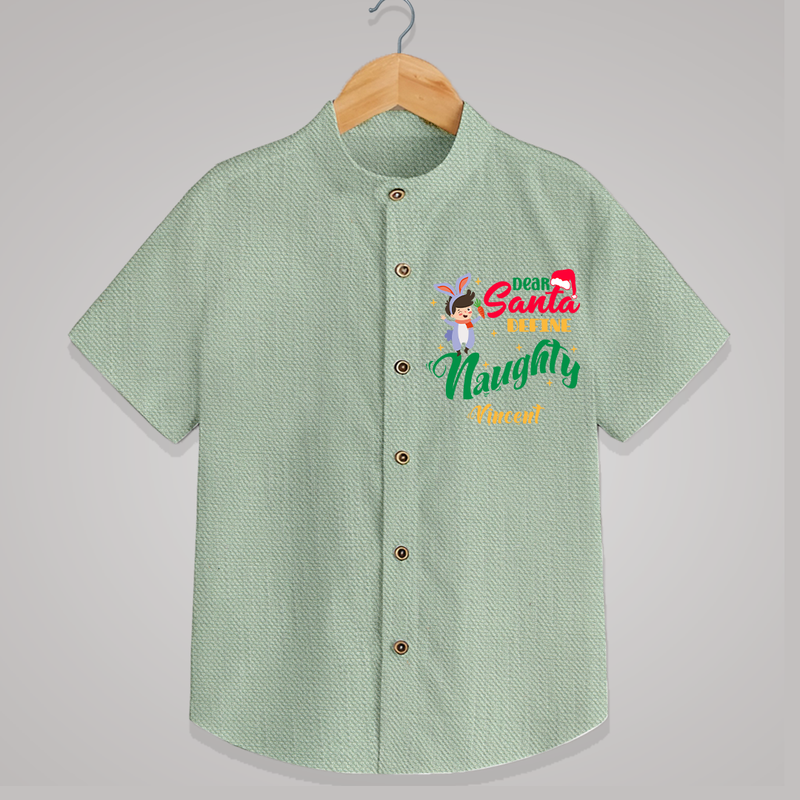 Dear Santa Define Naughty - Customized Christmas Themed Shirt For Kids - MINT GREEN - 0 - 6 Months Old (Chest 23")