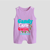 Candy Cane Cutie - Customized Christmas Themed Romper Suit For Babies - LILAC - 0 - 5 Months Old (Chest 18")