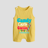 Candy Cane Cutie - Customized Christmas Themed Romper Suit For Babies - PASTEL YELLOW - 0 - 5 Months Old (Chest 18")