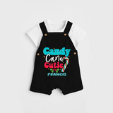 Candy Cane Cutie - Customized Christmas Themed Dungaree Set For Kids - BLACK - 0 - 5 Months Old (Chest 18")