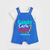 Candy Cane Cutie - Customized Christmas Themed Dungaree Set For Kids - COBALT BLUE - 0 - 5 Months Old (Chest 18")