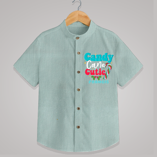 Candy Cane Cutie - Customized Christmas Themed Shirt For Kids - ARCTIC BLUE - 0 - 6 Months Old (Chest 23")