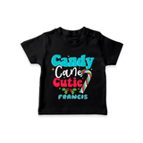 Candy Cane Cutie - Customized Christmas Themed T-Shirt For Kids - BLACK - 0-5 Months Old (Chest 17")