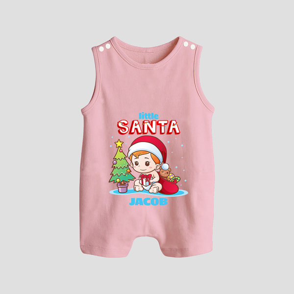 Little Santa - Customized Christmas Themed Romper Suit For Boys - BABY PINK - 0 - 5 Months Old (Chest 18")