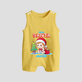 Little Santa - Customized Christmas Themed Romper Suit For Boys - PASTEL YELLOW - 0 - 5 Months Old (Chest 18")