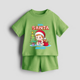 Little Santa - Customized Christmas Themed Co-ord Set For Boys - KIWI GREEN - 0-5 months old  (Chest 18")