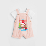 Little Santa - Customized Christmas Themed Dungaree Set For Boys - PEACH - 0 - 5 Months Old (Chest 18")