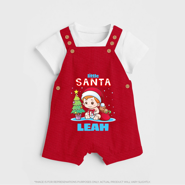 Little Santa Dungaree Set | Custom Baby Christmas Dungaree Set - RED - 0 - 5 Months Old (Chest 18")
