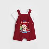 Little Santa - Customized Christmas Themed Dungaree Set For Boys - RED - 0 - 5 Months Old (Chest 18")