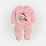 Little Santa - Customized Christmas Themed Sleep Suit For Boys - BABY PINK - New Born (Chest 7.5")