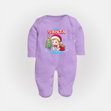 Little Santa - Customized Christmas Themed Sleep Suit For Boys - LILAC - New Born (Chest 7.5")