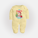 Little Santa - Customized Christmas Themed Sleep Suit For Boys - PASTEL YELLOW - New Born (Chest 7.5")