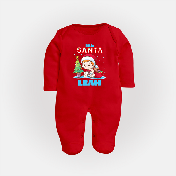 Little Santa Sleep Suit / Full Sleeve Bodysuit | Custom Baby Christmas Sleep Suit / Full Sleeve Bodysuit - RED - New Born (Chest 7.5")