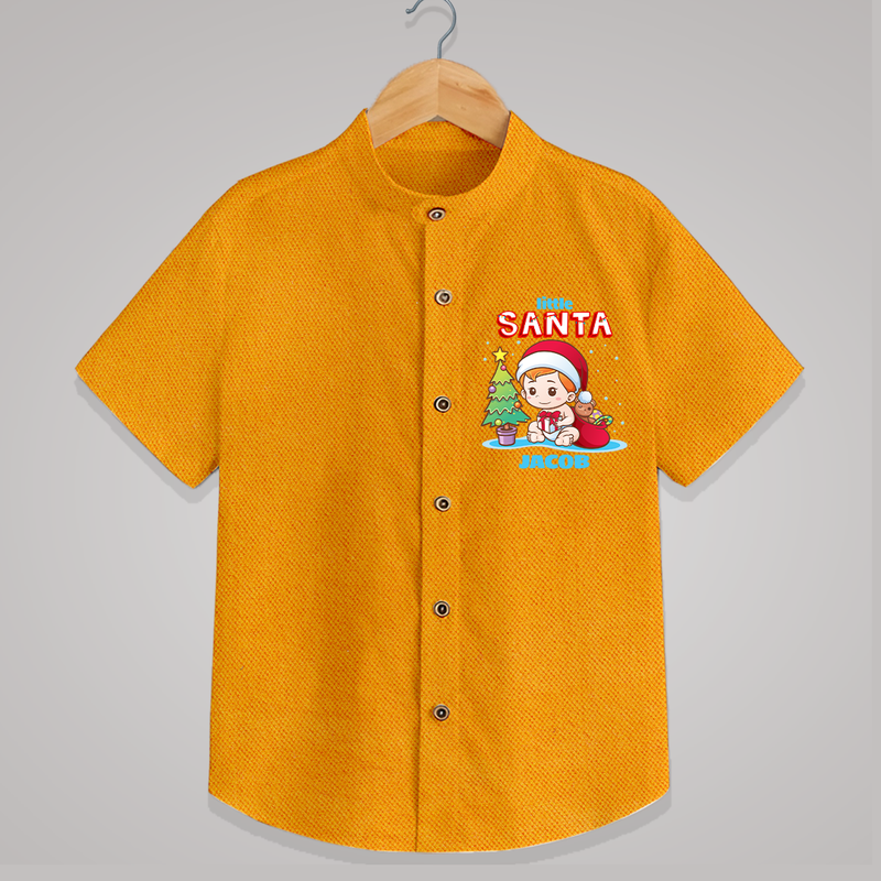 Little Santa - Customized Christmas Themed Shirt For Boys - CHROME YELLOW - 0 - 6 Months Old (Chest 23")