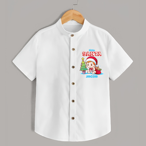 Little Santa - Customized Christmas Themed Shirt For Boys - WHITE - 0 - 6 Months Old (Chest 23")