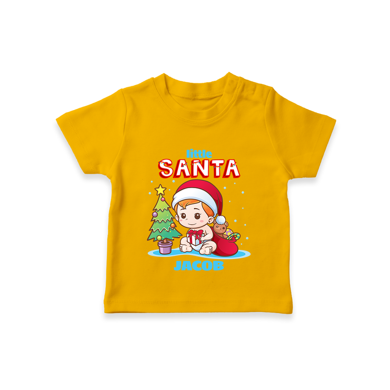 Little Santa - Customized Christmas Themed T-Shirt For Boys - CHROME YELLOW - 0-5 Months Old (Chest 17")