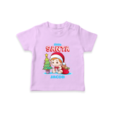 Little Santa - Customized Christmas Themed T-Shirt For Boys - LILAC - 0-5 Months Old (Chest 17")